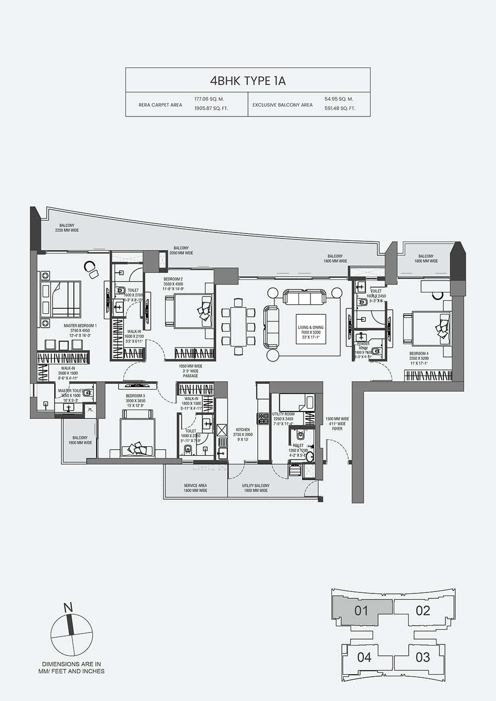 4 BHK Floor Plan - Layout 2