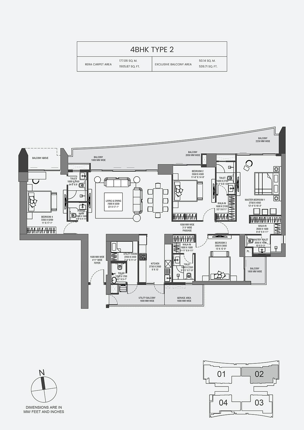 4 BHK Floor Plan - Layout 3