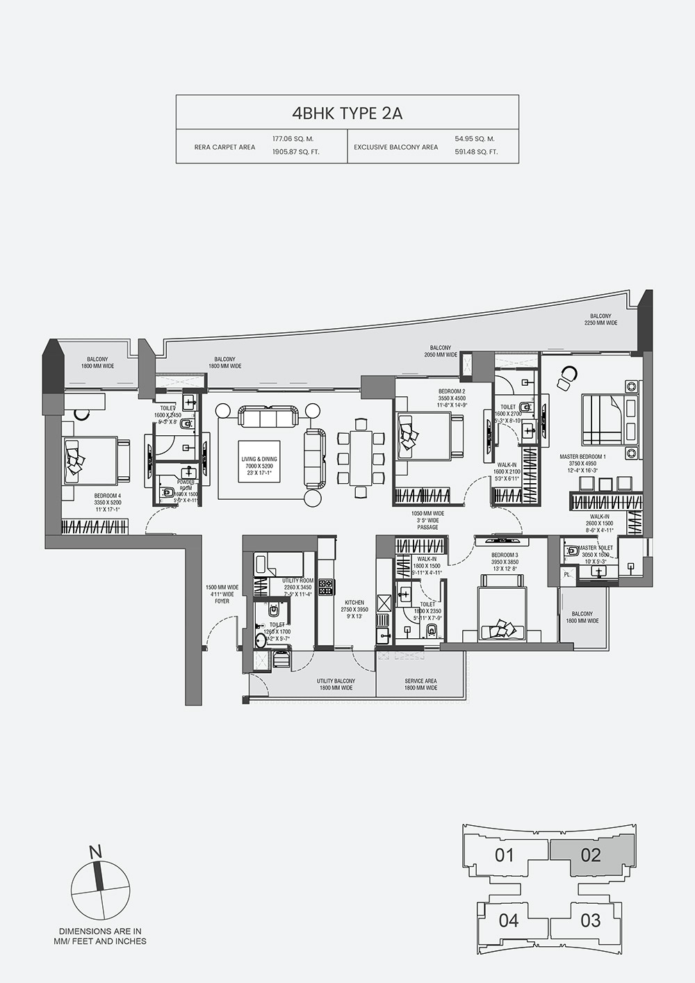 4 BHK Floor Plan - Layout 4